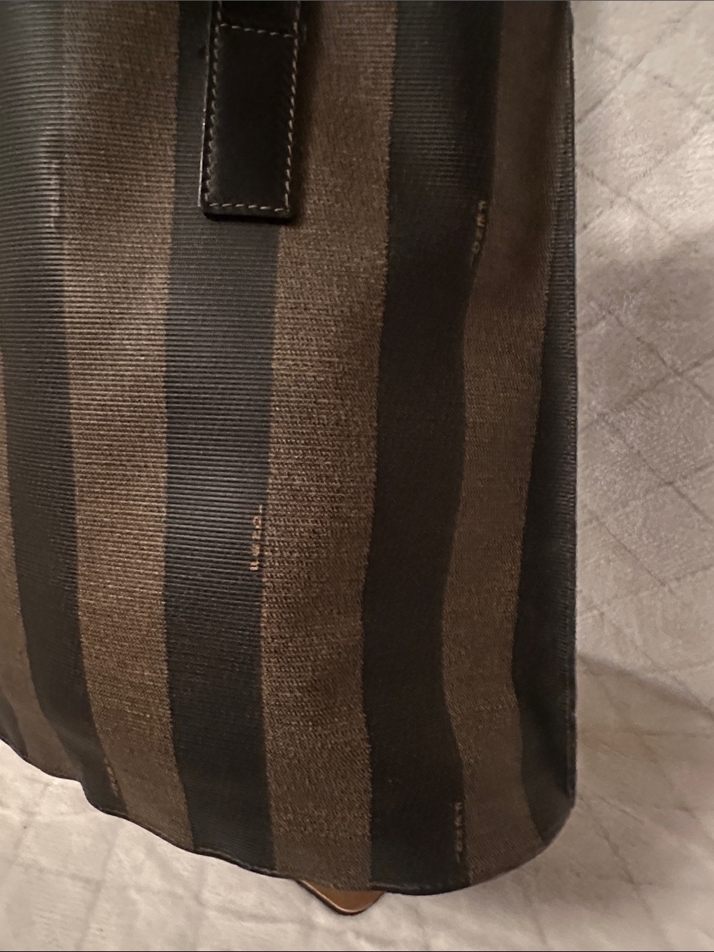 Fendi Black and Brown Vertical Stripe Tote - Picture 2 of 15